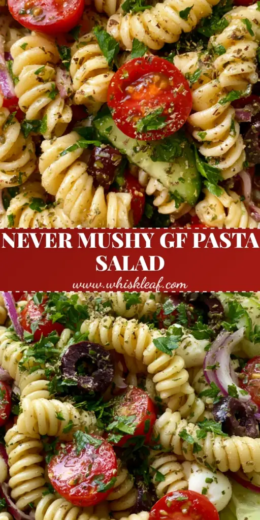 Gluten-Free Italian Pasta Salad with Zesty Herb Vinaigrette 4 A vibrant gluten-free Italian pasta salad in a ceramic bowl with cherry tomatoes and mozzarella pearls. (gluten-free Italian pasta salad)